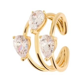 1 - Stroili woman trilogy ring 1669065 brass and zircons Waterfall collection