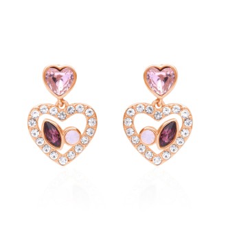 1 - Stroili heart earrings woman 1668623 brass with stones Violet collection