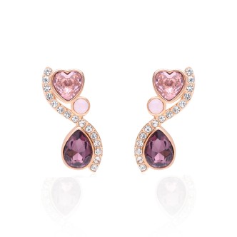 1 - Stroili heart earrings woman 1668626 brass with stones Violet collection