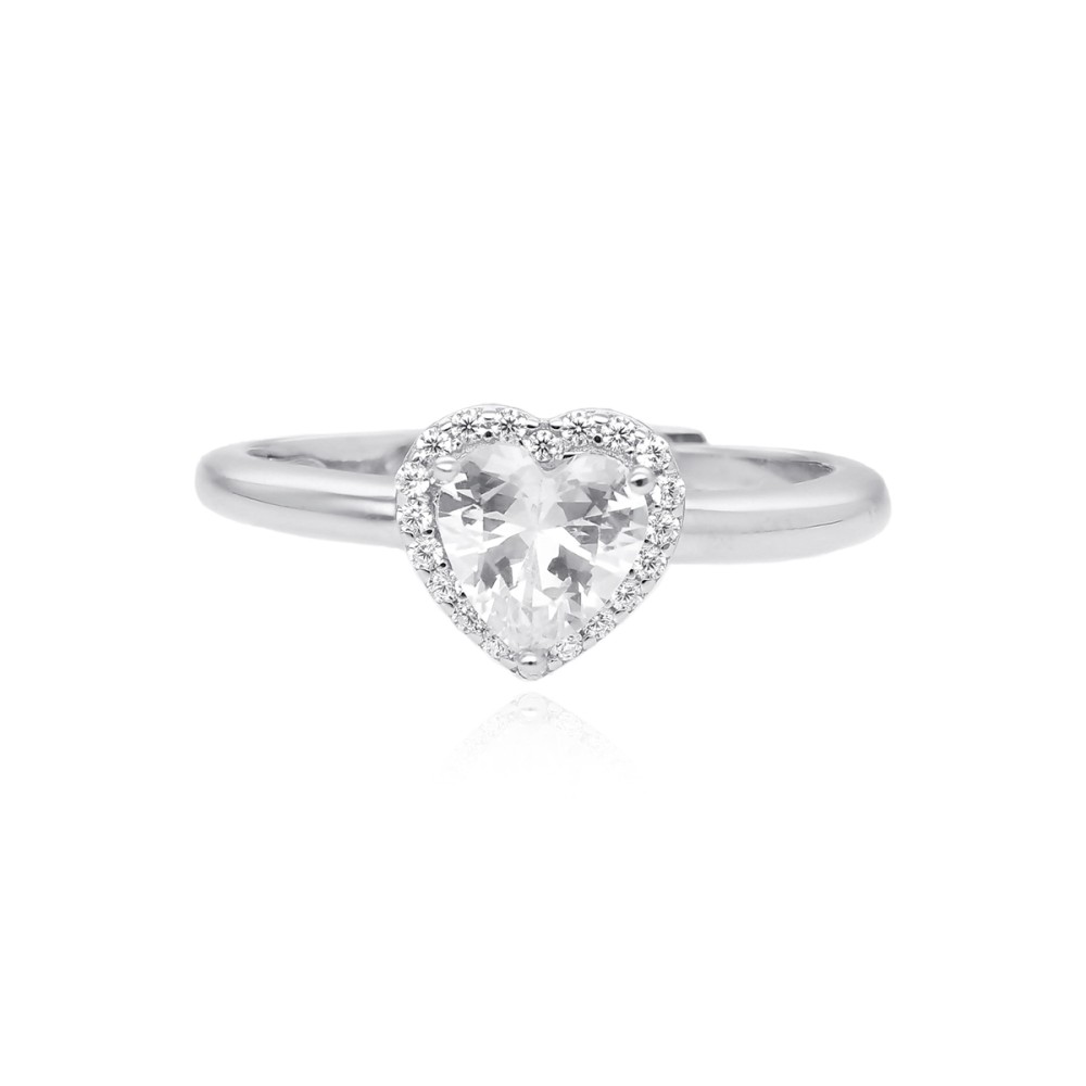 1 - Mabina woman heart solitaire ring with zircons 523184 925 silver