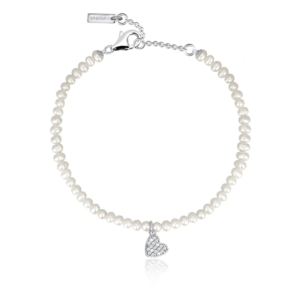 1 - Bracciale perle e cuore Mabina donna 533254 Argento 925