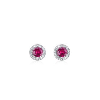 1 - Synthetic ruby earrings mabina woman 563053 Silver 925