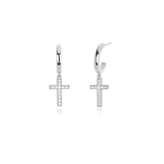 1 - Cross earrings with zircons Mabina woman 563281 Silver 925