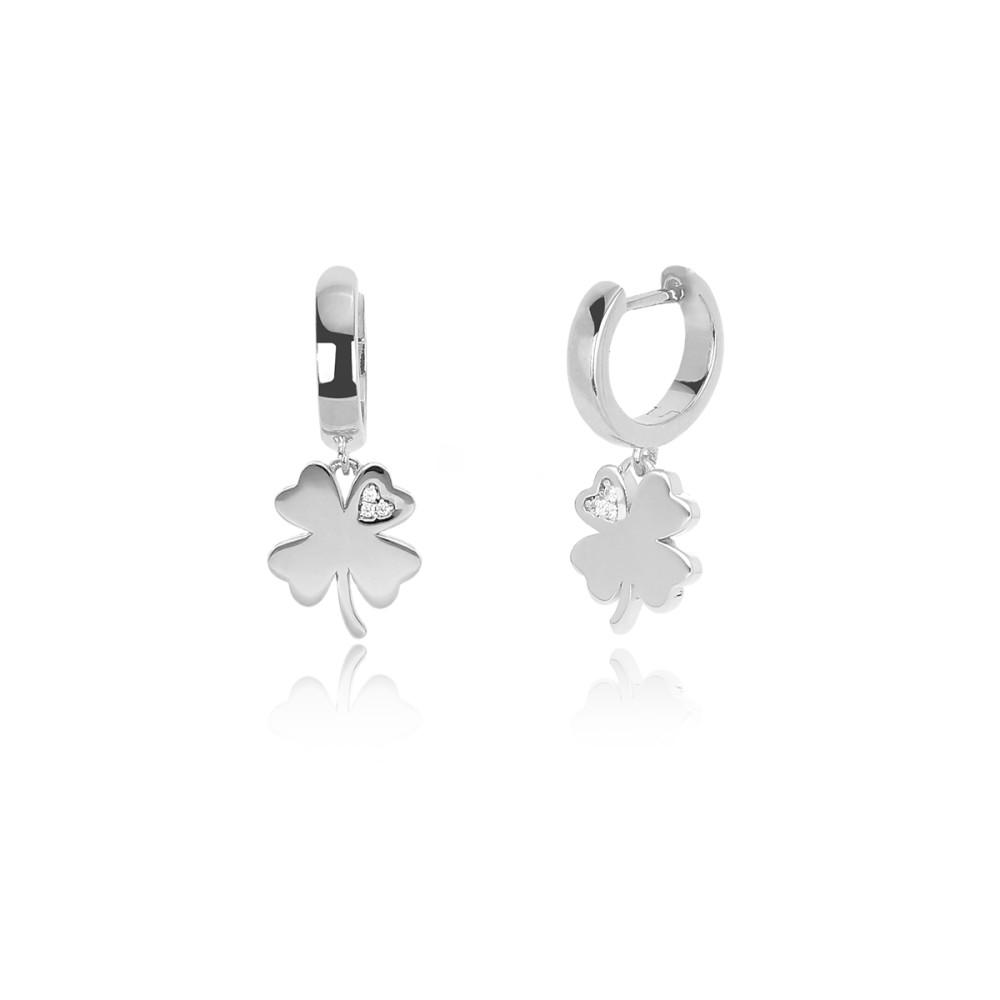 1 - Four-leaf clover earrings with zircons Mabina woman 563319 Silver 925