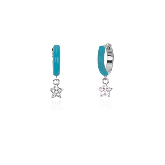 1 - Orecchini a cerchio con stella zirconi Mabina donna 563328 Argento 925