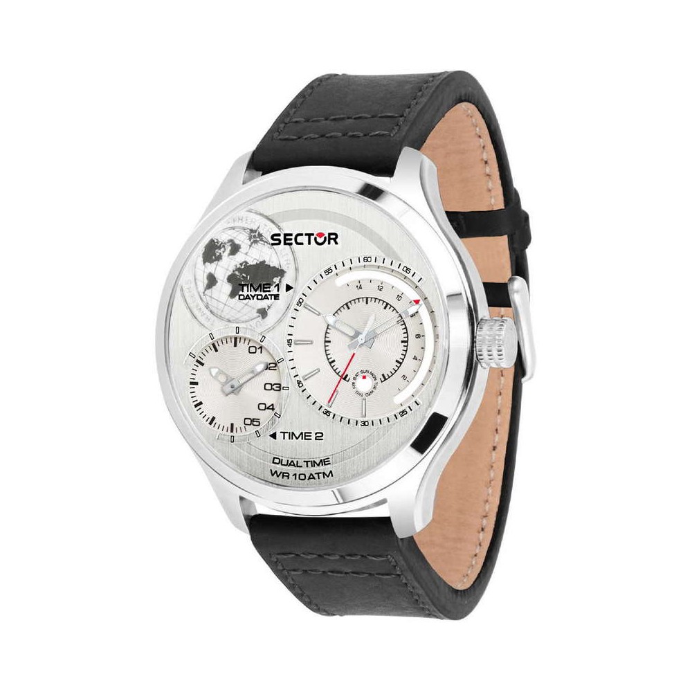 1 - Sector Watch Dual Time Analog R3251504002 Traveler Leather Strap