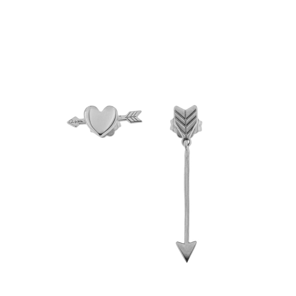 1 - Lobe heart and arrow pendant earrings Rue Des Mille OR-CF Silver 925 "Dreams are desires" collection