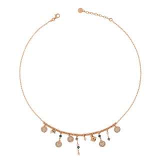 1 - Pastel stones and star necklace Rue des Mille GR-GIP 02 925 silver Gipsy Chic collection