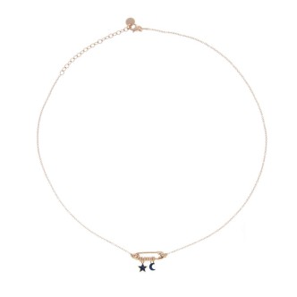 1 - Star and moon necklace with Rue des Mille brooch GRZ-SPILLA C5 925 silver Stardust collection