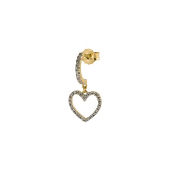 1 - Heart single earring with zircons Rue des Mille ORZ-FA TR CUO AU 925 silver Stardust collection