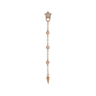 1 - Single earring lance and star with zircons Rue des Mille ORZ-CAT LAN 925 silver Stardust collection