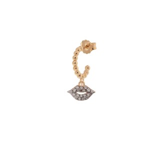 1 - Mouth earring with zircons Rue des Mille ORZ-007 BOC 925 Silver Stardust collection