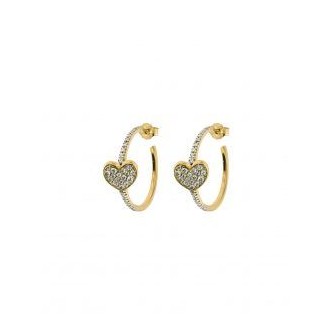 1 - Heart earrings with cubic zirconia Rue des Mille ORZ-004 CUO AU 925 silver Stardust collection