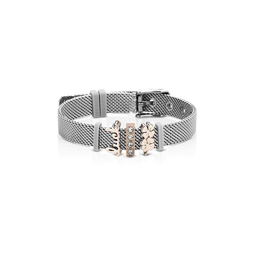 1 - Bracciale Ops Object in acciaio con cristalli collezione Mesh OPSBR-560