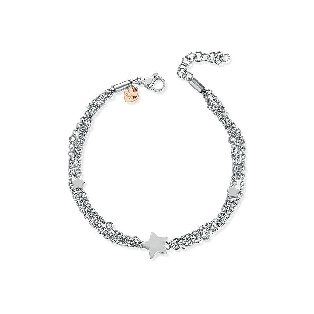 1 - Ops Object bracelet in stainless steel with small crystals from the Star OPSBR-522 collection