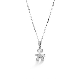 1 - Le Bebè LBB151 Baby Necklace White Gold with diamonds pave