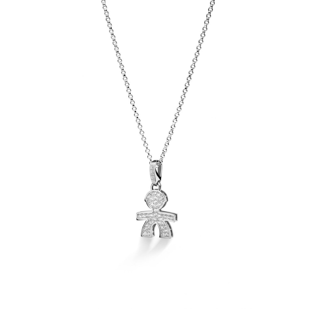 1 - Le Bebè LBB151 Baby Necklace White Gold with diamonds pave