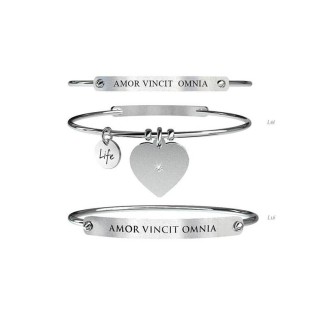 1 - Two bracelets Kidult 731053 Lei & Lui steel 316L heart pendant with crystals Love collection