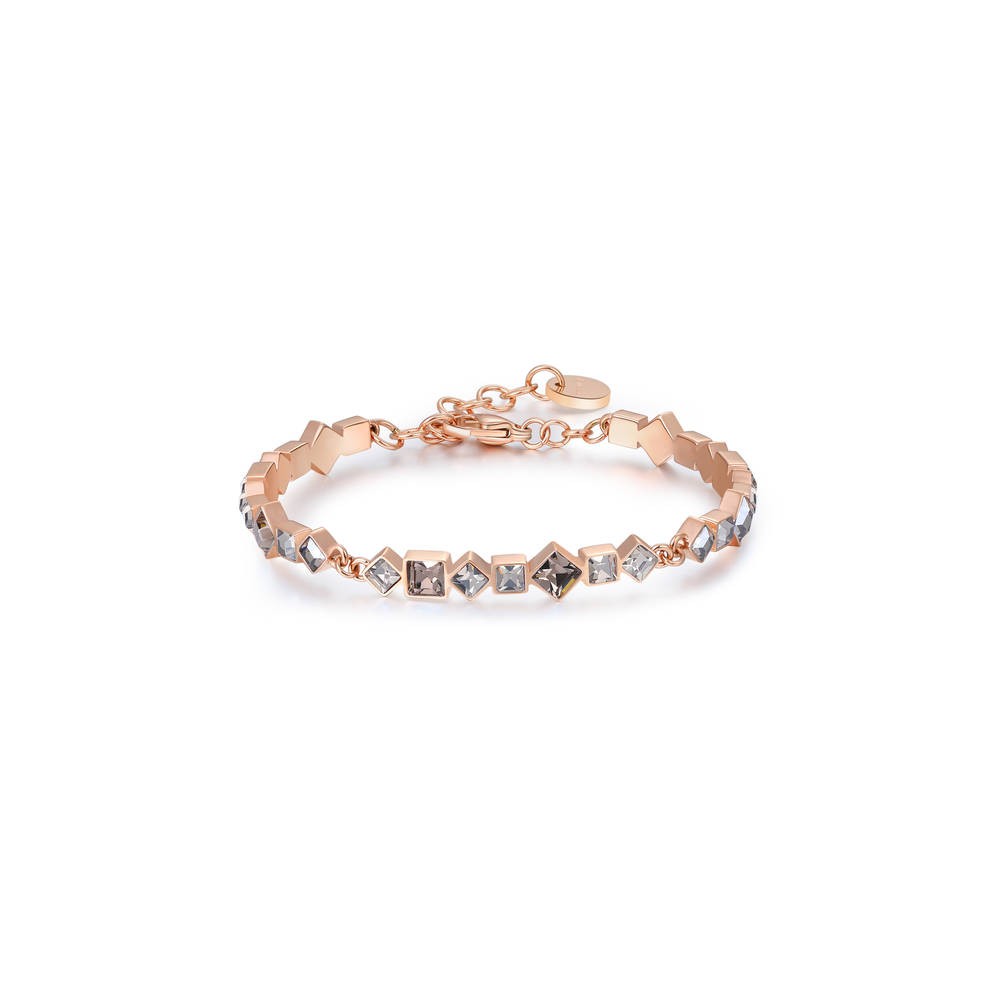 1 - Symphonia Brosway BYM68 women's bracelet in steel PVD Rose Gold with gray crystals