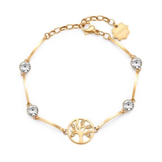 1 - Tree of life bracelet Chakra BHKB037 316L steel with Gold PVD