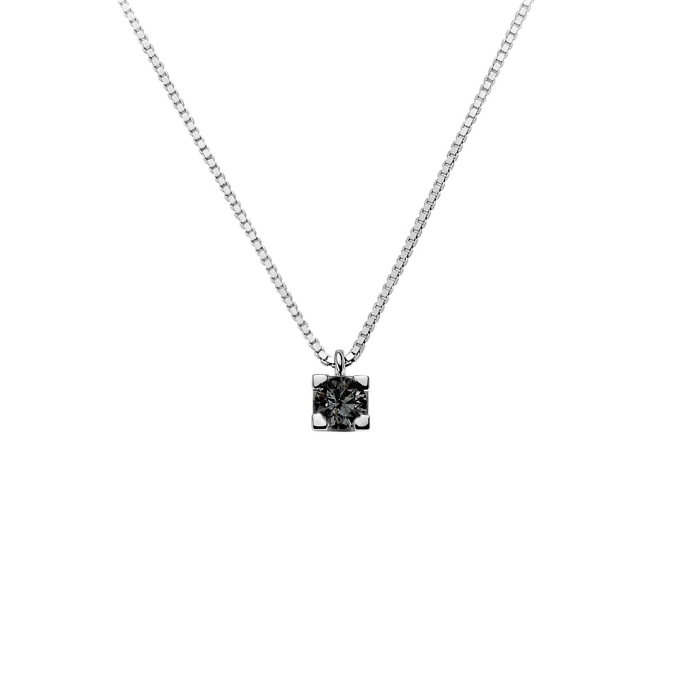 1 - Black diamond necklace Woman Gold DHPL8120.006 in 18Kt White Gold Luce collection