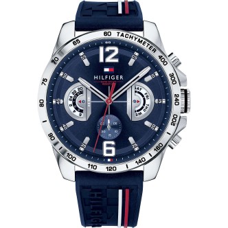 1 - Tommy Hilfiger Decker Multifunction men's watch 1791476 blue silicone strap