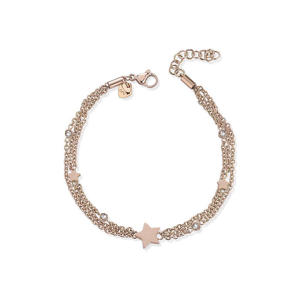 1 - Bracciale Ops Object in acciaio con PVD Oro rosa con piccoli cristalli collezione Star OPSBR-523