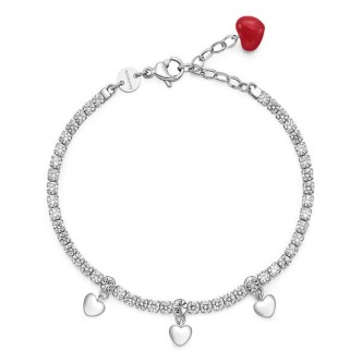 1 - Bracciale cuore Desideri Brosway BEI043 acciaio 316L con zirconi pendenti