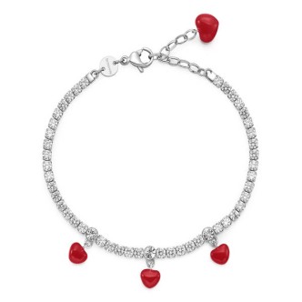 1 - Bracciale cuore Desideri Brosway BEI044 acciaio 316L con zirconi pendenti