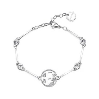 1 - Bracciale lettera F Chakra Brosway BHKB054 acciaio 316L con cristalli