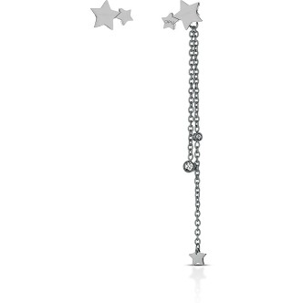 1 - Orecchini Ops Object in acciaio color argento con piccoli cristalli collezione Star OPSOR-524