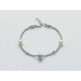 1 - Bracciale Miluna L'Argento di Miss Italia Argento 925 PBR 2990 con perle bianche e grigie