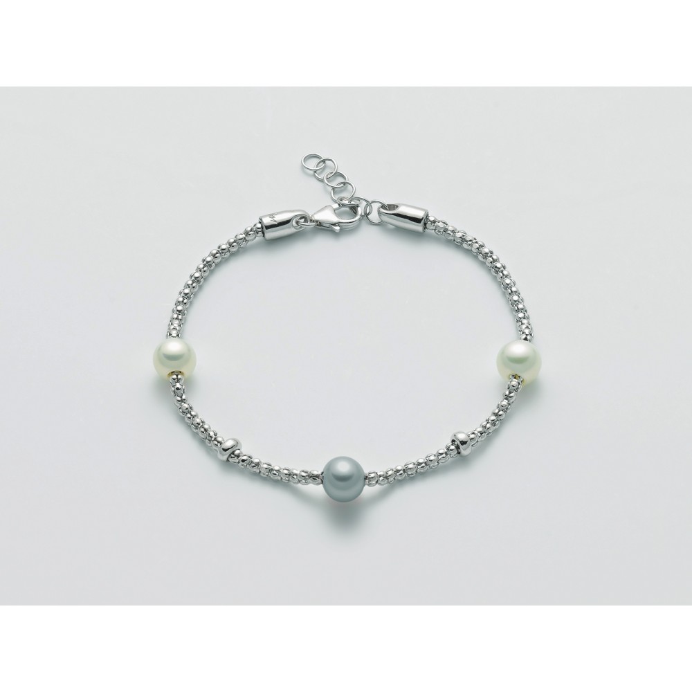 1 - Miluna Bracelet Miss Italia's Silver 925 PBR 2990 with white and gray pearls