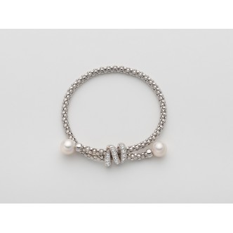 1 - Miluna Infinity Hug Bracelet 925 Silver Pearls with Topazes PBR3174-M