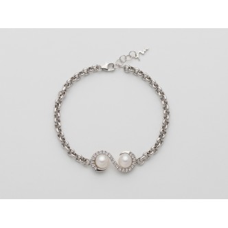 1 - Miluna Bracelet Infinite Hug 925 Silver Pearls with Topazes PBR3162