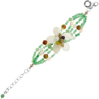 1 - Ottaviani 500536B metal flower bracelet with agate stone and mother of pearl