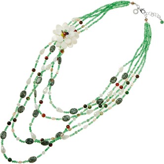 1 - Collana fiore Ottaviani 500536C metallo con pietra agata e madreperla