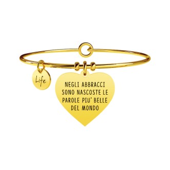 1 - Bracciale Kidult 731356 acciaio 316L Gold PVD cuore con cristalli collezione Love