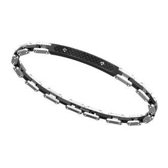 1 - Bracciale Zancan carbonio uomo Hi-Teck EHB254 acciaio PVD Nero