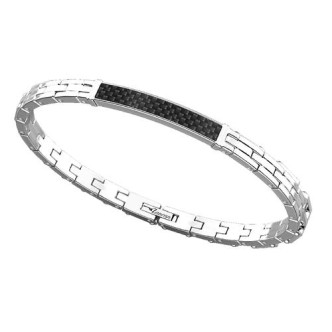 1 - Bracciale Zancan carbonio uomo Hi-Teck EHB260 acciaio PVD Nero