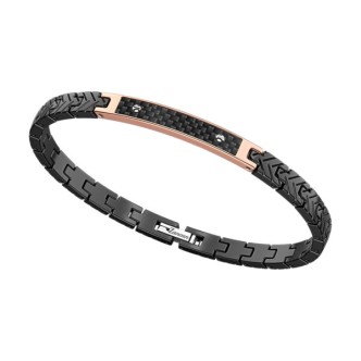 1 - Bracciale Zancan carbonio uomo Hi-Teck EHB262 acciaio PVD Nero