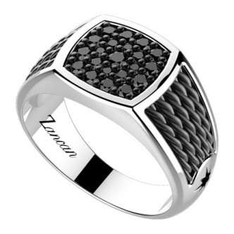 1 - Zancan Silver Cosmpolitan man ring EXB165 with spinels