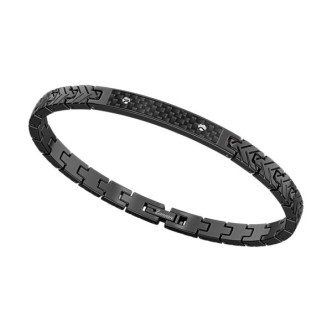 1 - Bracciale Zancan carbonio uomo Hi-Teck EHB265 acciaio PVD Nero