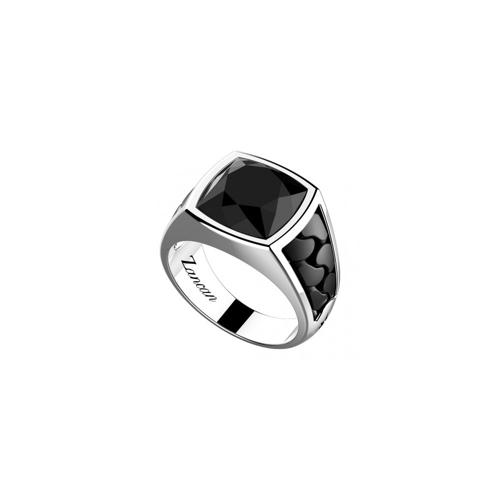 1 - Zancan Argento Cosmostone man ring ESA002 with onyx measuring 12 x 12