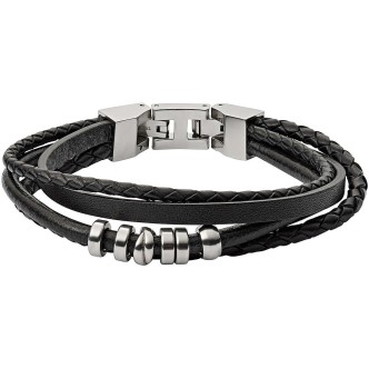 1 - Fossil Vintage Casual men's bracelet JF03183040 in leather and steel