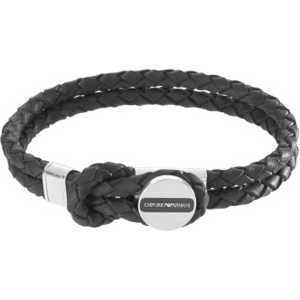 1 - Bracciale Emporio Armani Signature uomo pelle ed acciaio EGS2178040