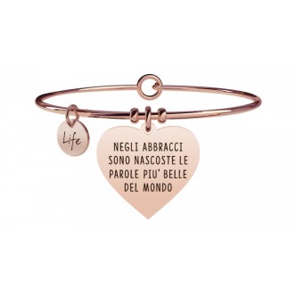 1 - Bracciale Kidult 731357 acciaio 316L PVD rosè cuore con cristalli collezione Love