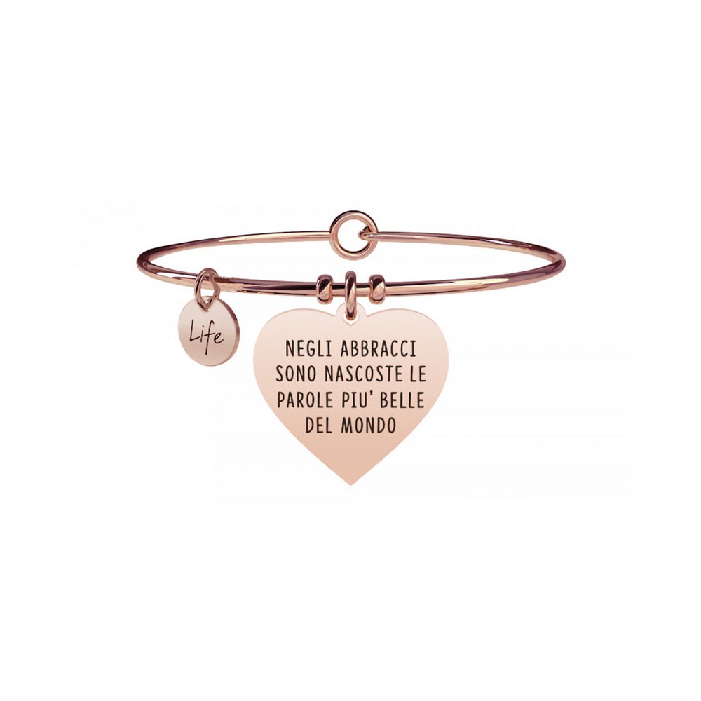 1 - Bracciale Kidult 731357 acciaio 316L PVD rosè cuore con cristalli collezione Love