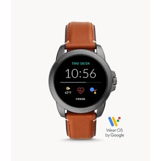 1 - Smartwatch Fossil Gen 5 uomo FTW4055 acciaio con cinturino in pelle