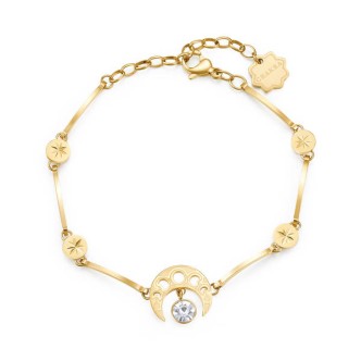 1 - Bracciale mezzaluna Brosway Chakra BHKB015 acciaio 316L  PVD Oro con cristallo